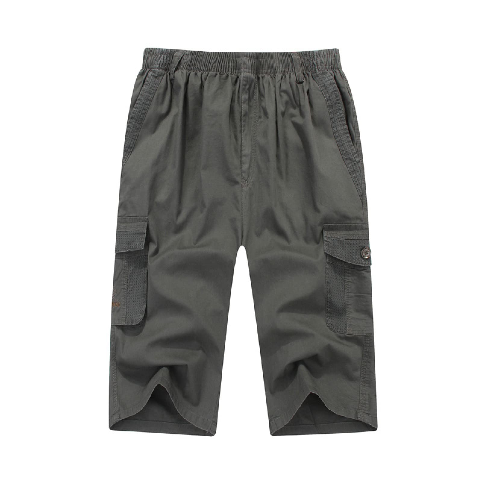 **Men's Elastic Waist Beach Pants - Loose Fit Casual Cropped Pants for Summer, Travel & Lounge - Quick-Dry Comfortable Short Pants for Outdoor, Vacation & Relaxation**