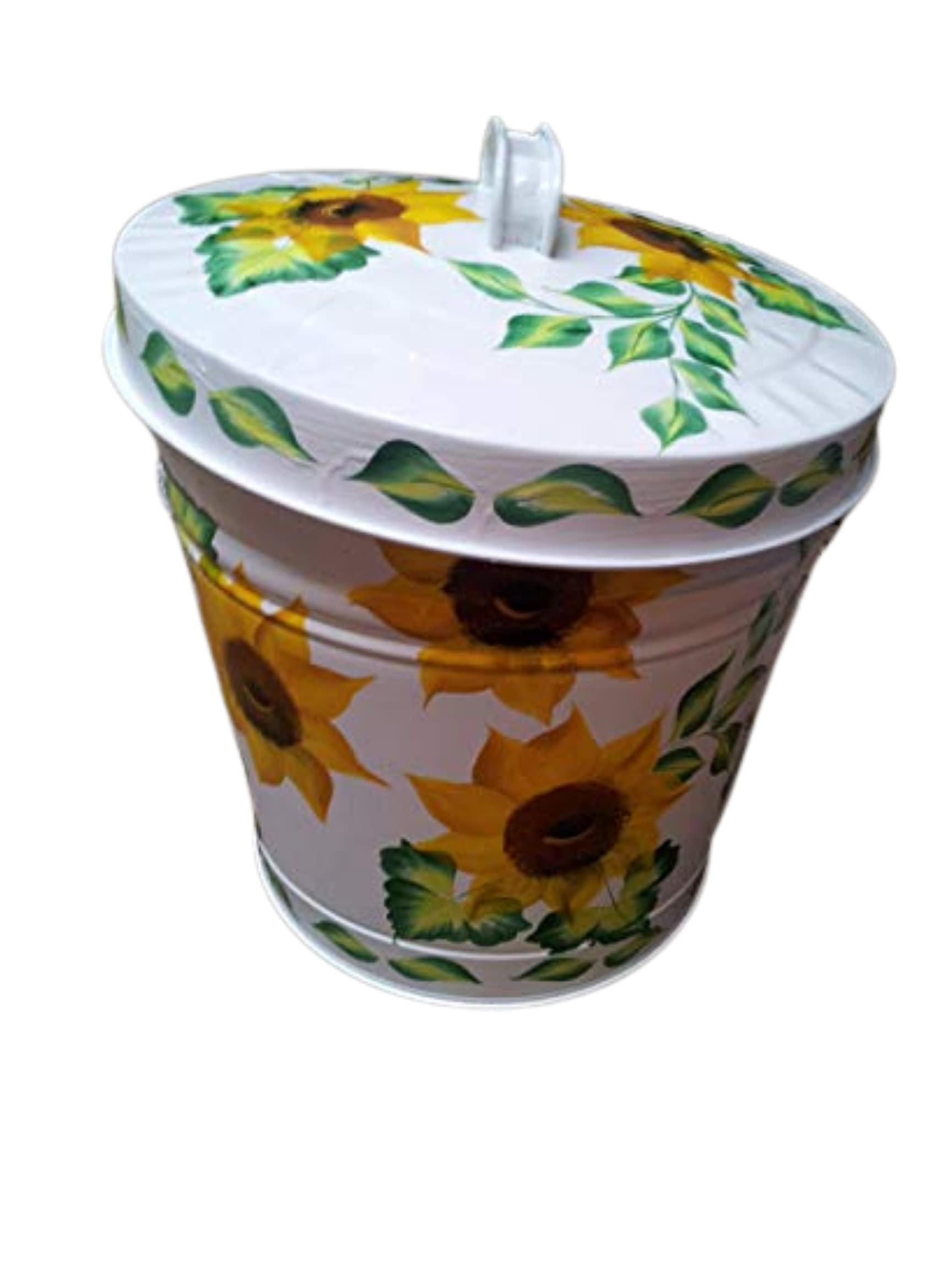 6 Gallon Hand Painted Decorative Trash Can - Elegant Waste Bin for Kitchen, Bathroom, Office & Outdoor Use - Eco-Friendly Garbage Can with Lid - Perfect for Home Decor & Organization