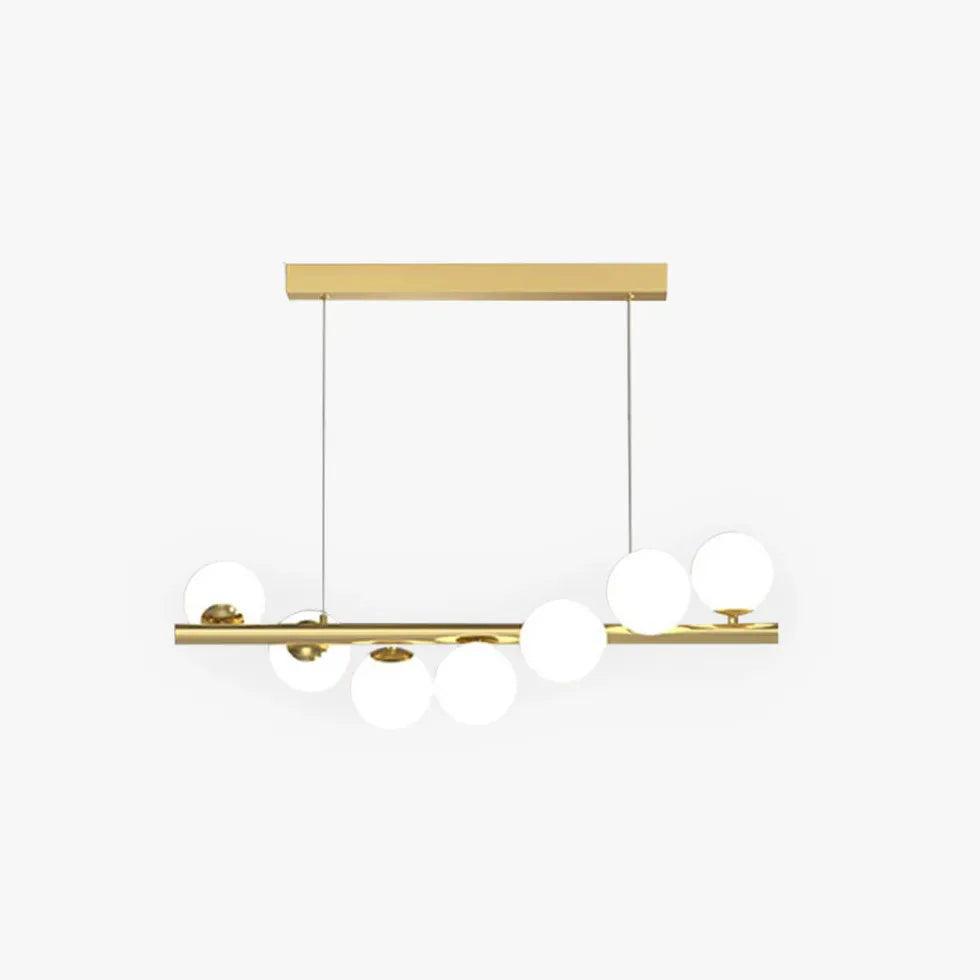 Modern Round Glass Ball Linear Pendant Light - Sleek Minimalist Hanging Fixture for Kitchen Island, Dining Room, or Bedroom Lighting
