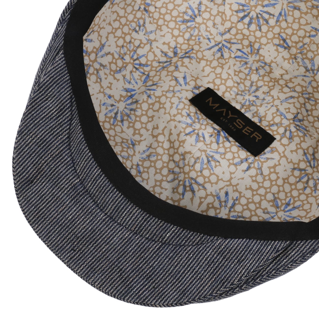 Mayser Sidney Linen Stripes Flat Cap - Classic Men's Summer Hat for Outdoor Activities, Travel & Casual Wear