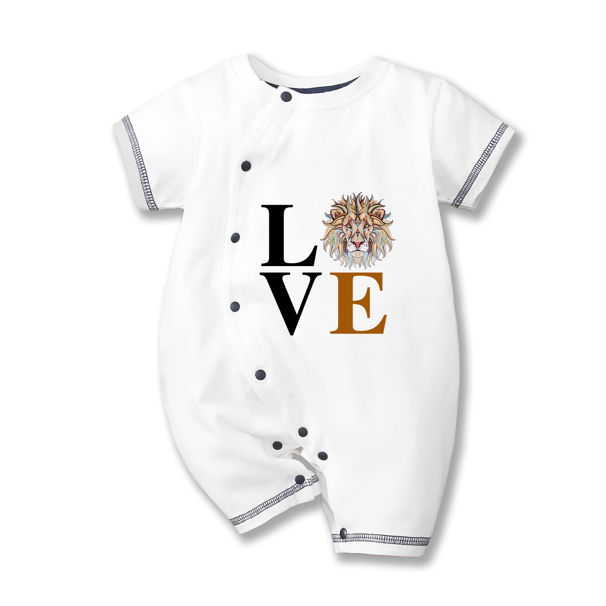 Baby Boy Clothes Cotton Short Sleeve Bodysuit - Cute Lion Print One-Piece Outfit for Newborn to 24 Months | Soft Infant Creeper for Playtime, Photo Shoots & Daily Wear