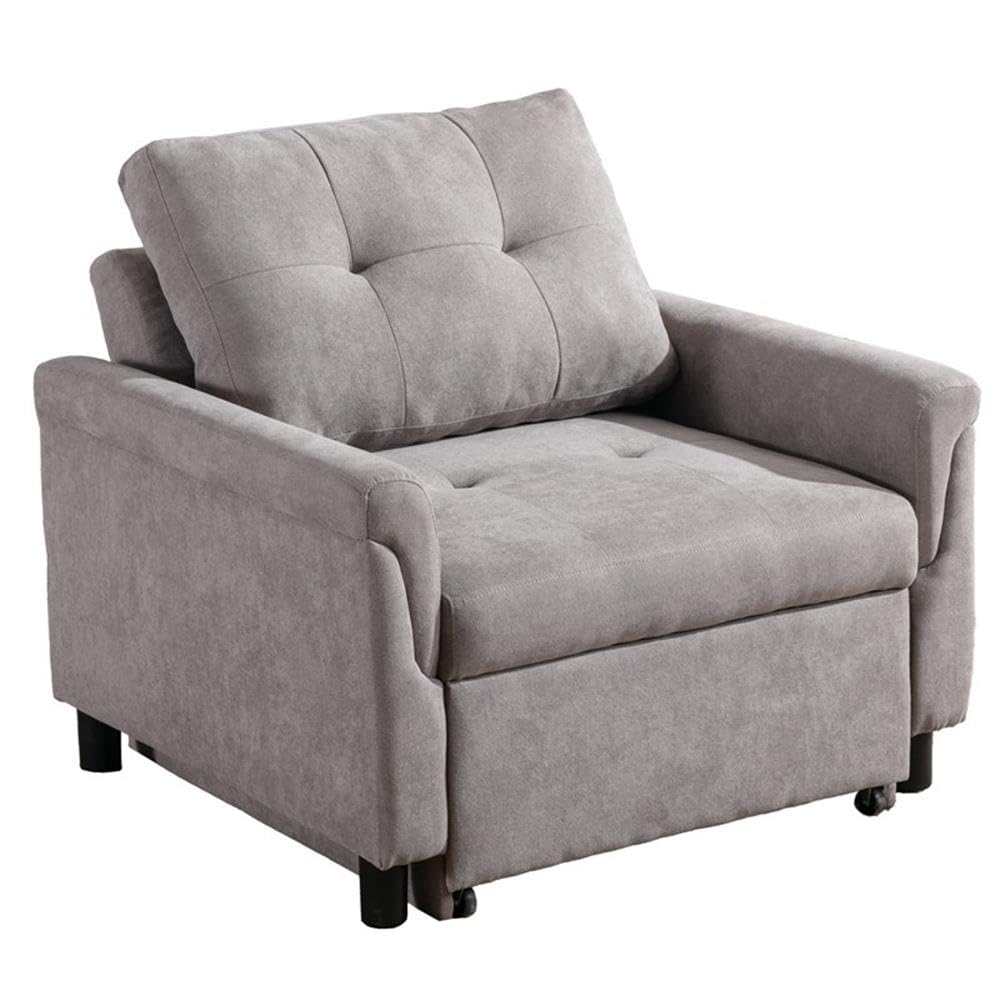 BOWERY HILL Modern Gray Woven Fabric Convertible Armchair - Sleeper Sofa for Living Room, Bedroom & Small Spaces - Perfect for Apartments, Dorms & Guest Rooms
