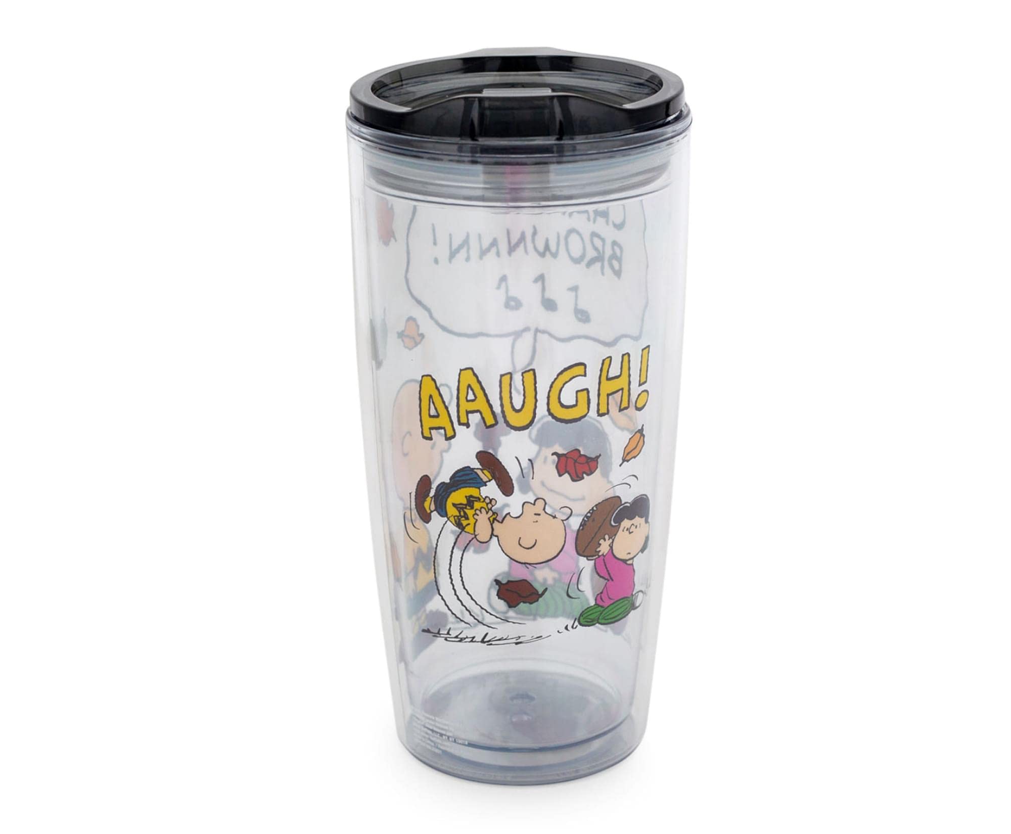 Silver Buffalo Peanuts Charlie Brown & Lucy 20oz Double Wall Insulated Travel Tumbler with Slide Close Lid - Perfect for Coffee, Tea & Cold Drinks at Home, Office or On-The-Go