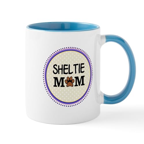 White/Blue Inside - Sheltie Dog Mom Mugs