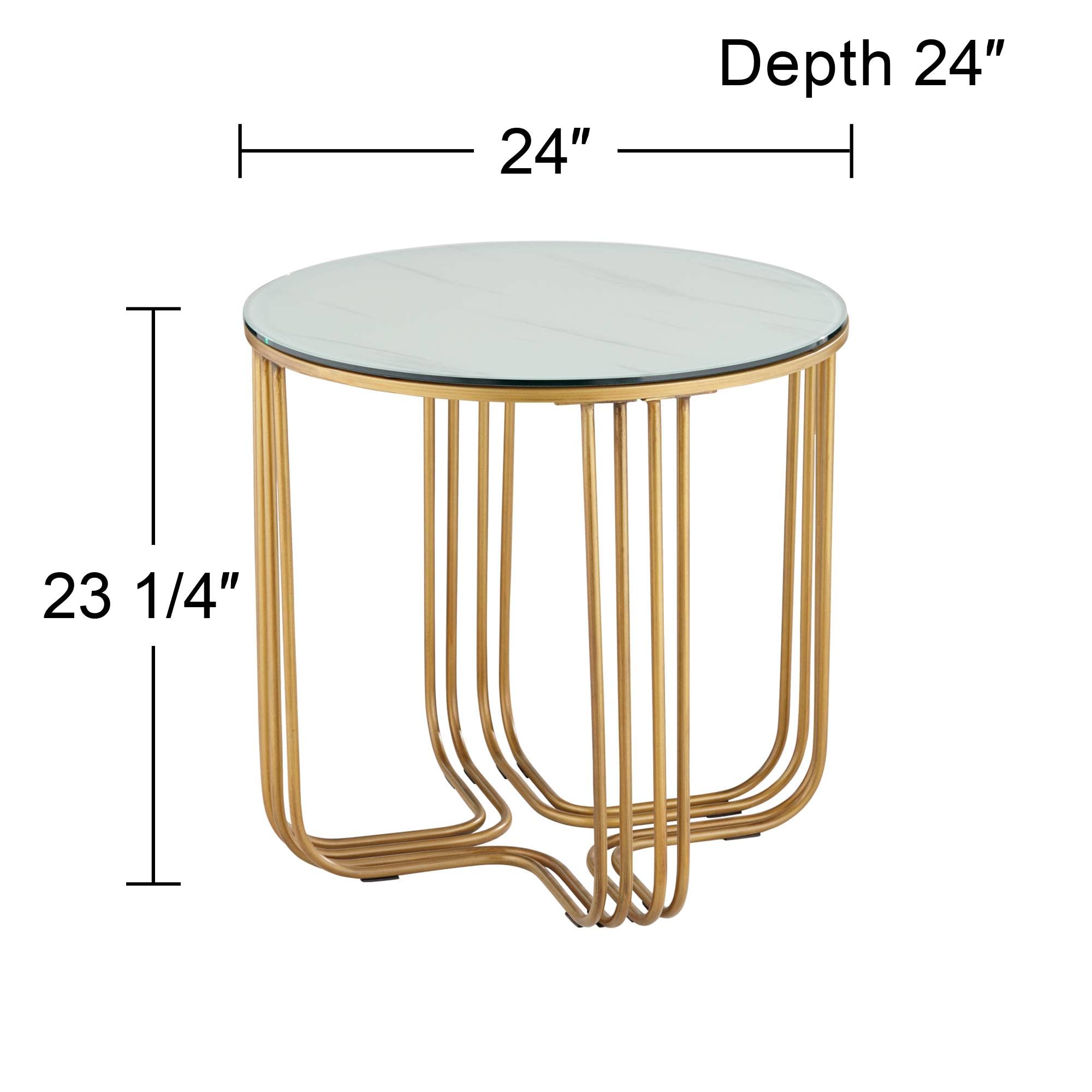 Studio 55D Yuri Modern Luxury Bronze Metal Round Accent Side Table - 24