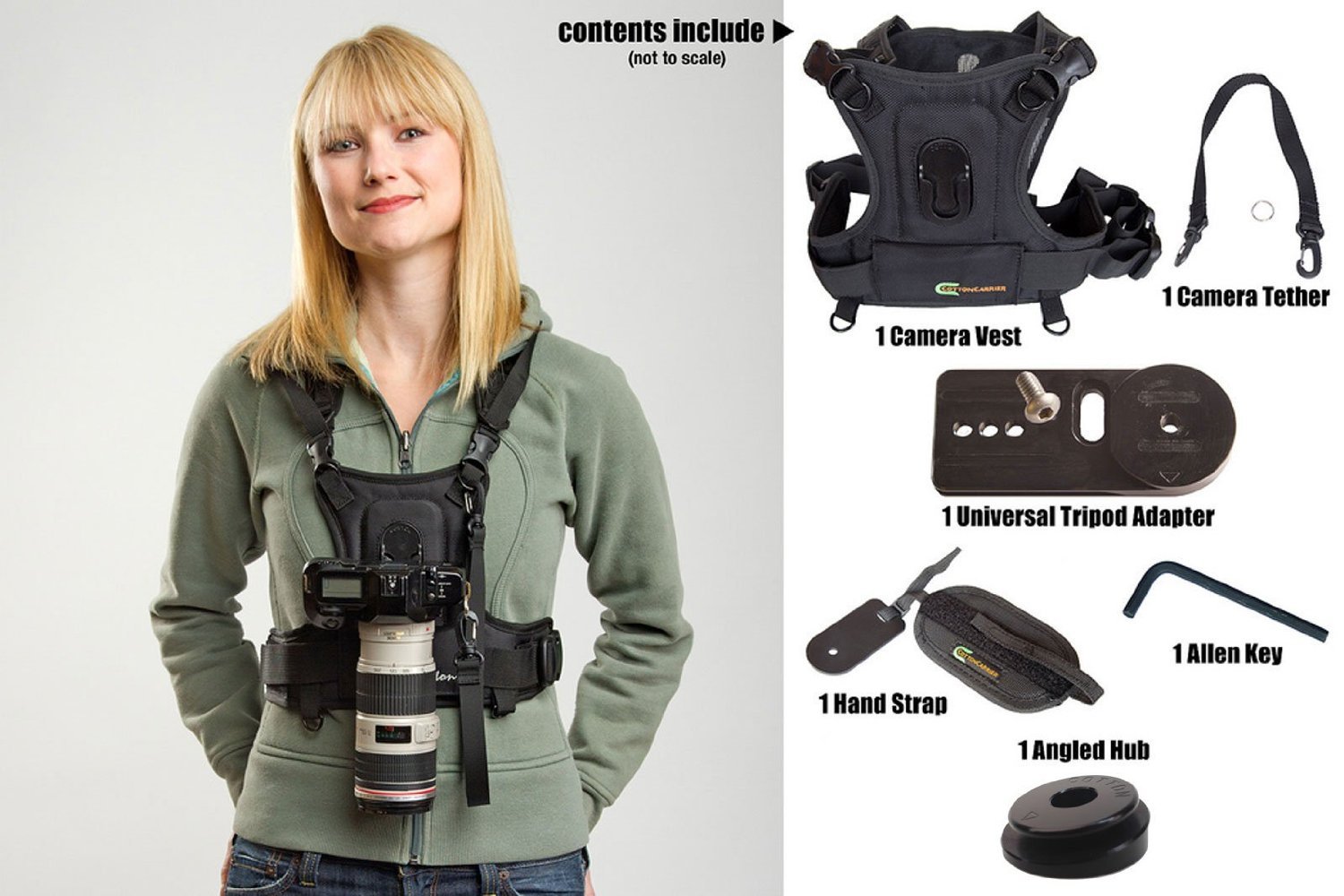 **Carrier 635RTL Camera Vest for DSLR & Mirrorless Cameras - Adjustable & Padded Black Photography Vest for Outdoor Shooting, Travel & Events**