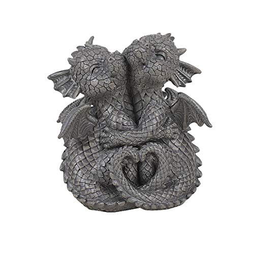 Pacific Giftware Garden Dragon Couple Statue - 4.75 Inch Tall Stone Finish Outdoor Decor for Patio, Yard & Garden | Feng Shui Gift for Couples, Home Decoration