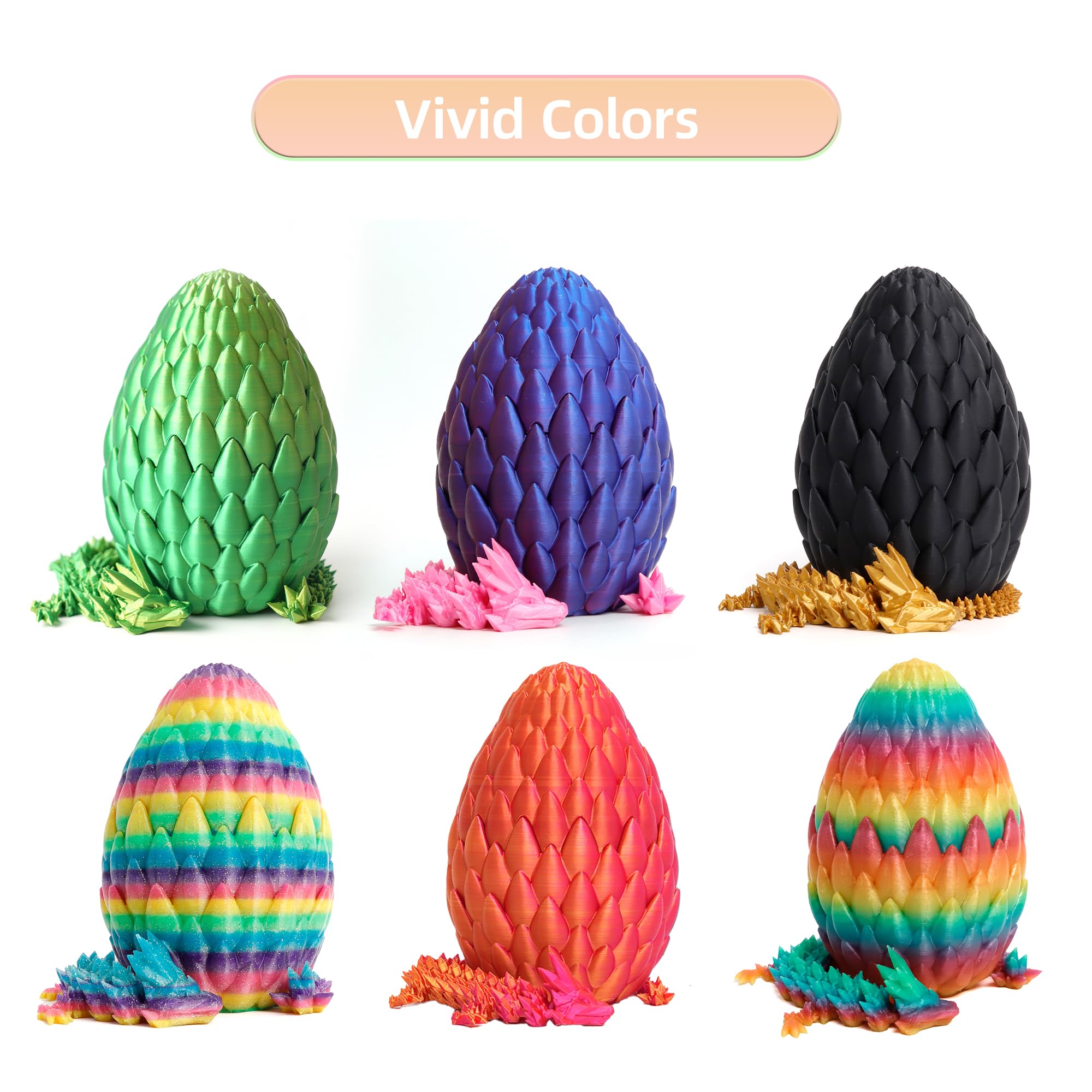 3D Printed Dragon Egg with Crystal Dragon Inside - Desk Decor & Gift for Easter