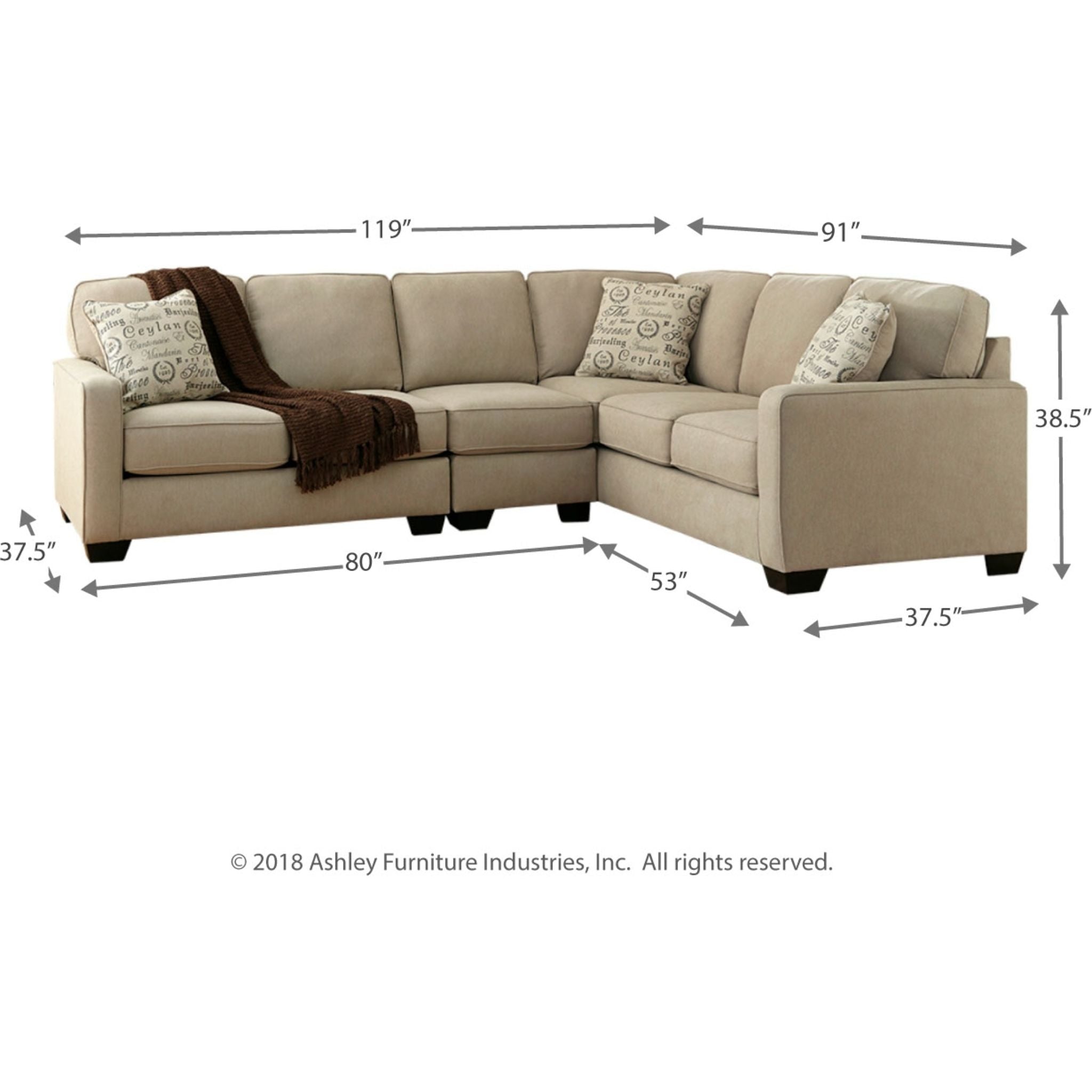 Alenya 3-Piece Sectional Sofa Set - Modern L-Shaped Couch with Chaise Lounge for Living Room, Apartment & Home Theater Comfortable Seating
