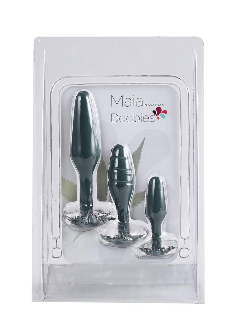 Premium Silicone Anal Butt Plug Trainer Set - 3 Sizes with 420 Pot Leaf Design | Comfortable & Safe for Beginners | Perfect for Relaxation, Intimacy & Adult Play