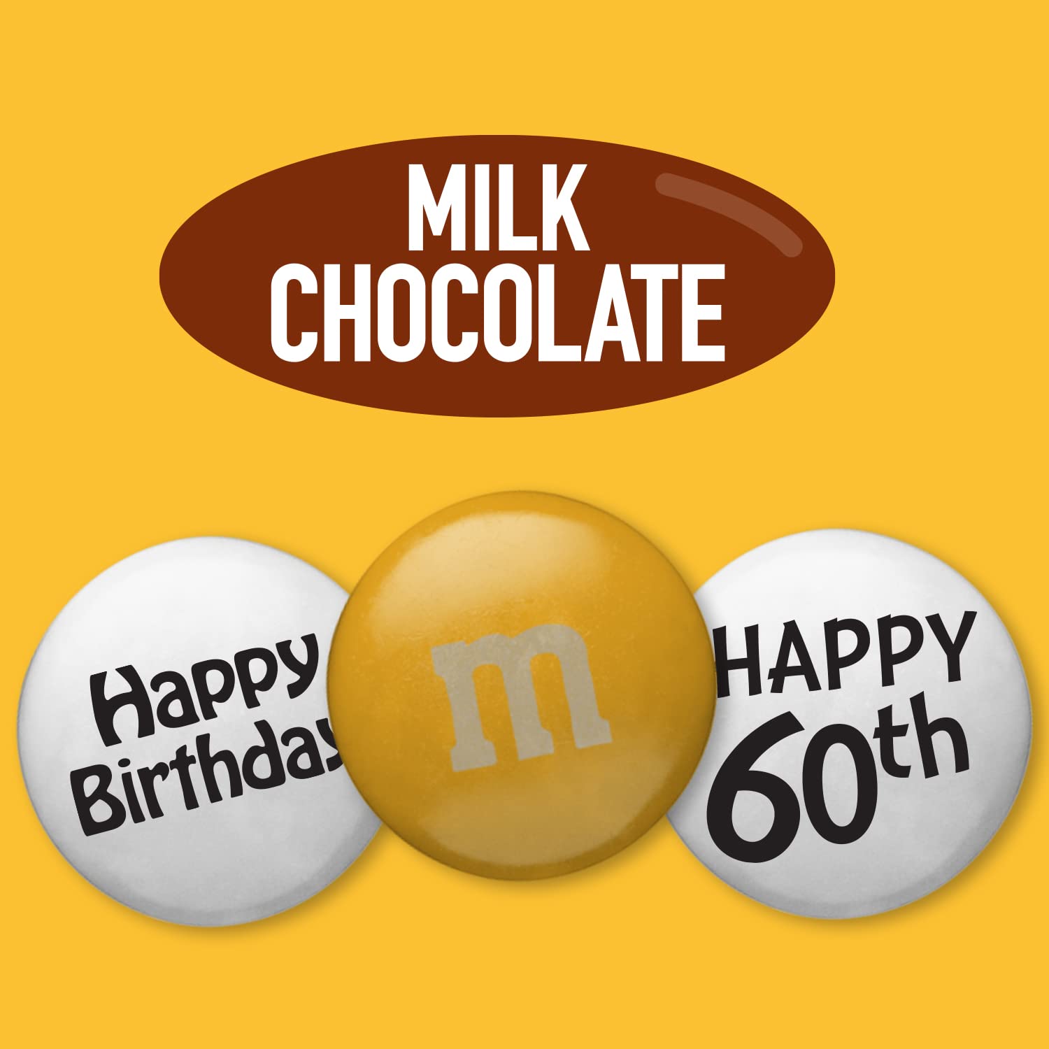 M&M'S Milk Chocolate Bulk Candy - 5lb Happy 60th Birthday Gift with Printed Clipart | Perfect for Birthday Parties, Cupcake Toppings, Over The Hill Decorations & Cake Decorations | Great for Party Favors, Gift Bags & Celebration Events