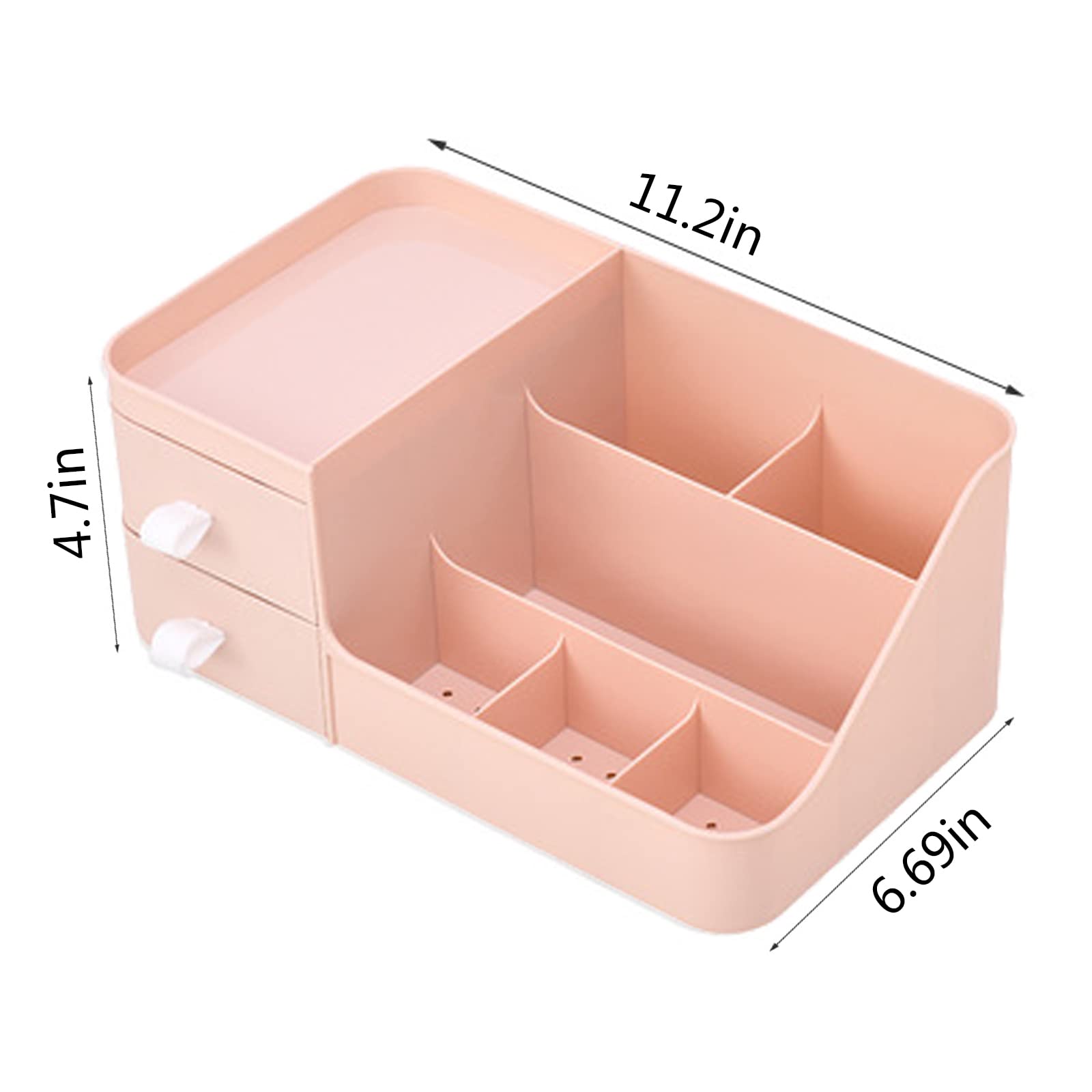 Polar Pink Makeup Vanity Organizer with Drawers - Skin Care & Cosmetic Storage for Lipstick, Eyeshadow, Brushes | Countertop Desktop Beauty Organizer for Bedroom & Bathroom