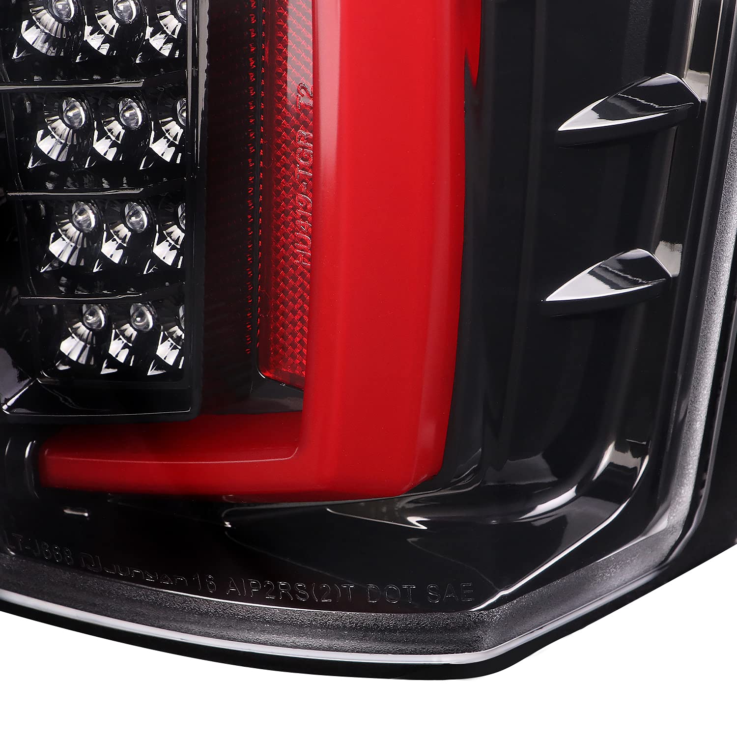 Spec-D Tuning Pearl Black LED Tail Lights with Red LED Light Bar for 2016-2022 Toyota Tacoma - Left & Right Pair Assembly - Upgrade Your Truck's Style & Safety for Night Driving & Off-Road Adventures