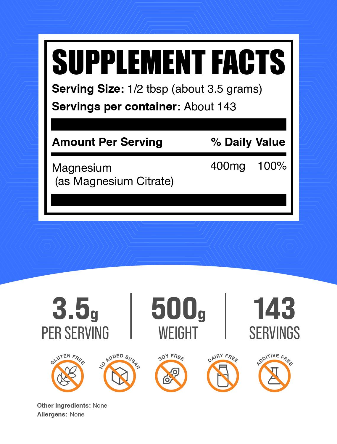 Pure Magnesium Citrate Powder Supplement - Supports Muscle Relaxation & Sleep - Vegan & Non-GMO - Ideal for Athletes & Stress Relief