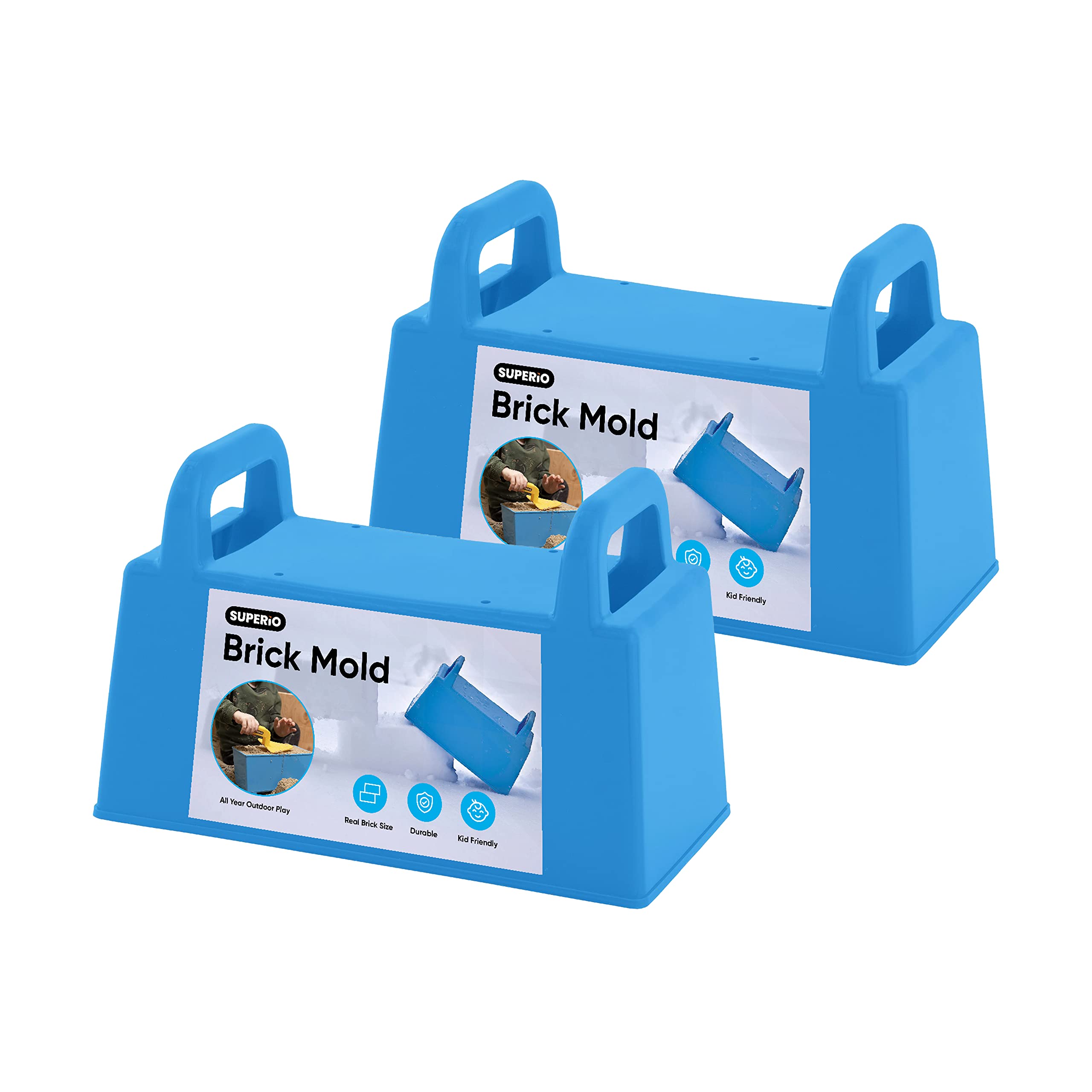 Superio Snow Brick Maker Kit - Build Igloos, Forts & Snow Blocks - Outdoor Winter & Sand Castle Toys for Kids & Adults - Perfect for Snow Play, Beach & Sandbox Activities (Blue, 2-Pack)