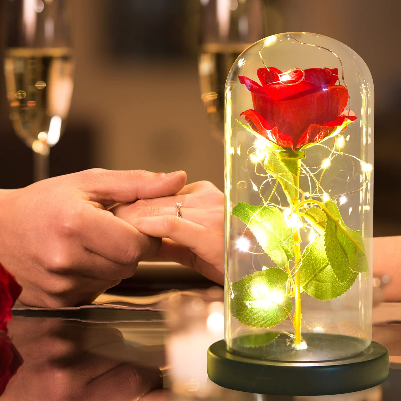 Kyoryuger Rose Red Glass Rose - Preserved Flower Gift for Valentine's Day, Birthday, Anniversary | Perfect Gift for Women, Wife, Girlfriend, Mother | Romantic Home Decor & Special Occasion Present