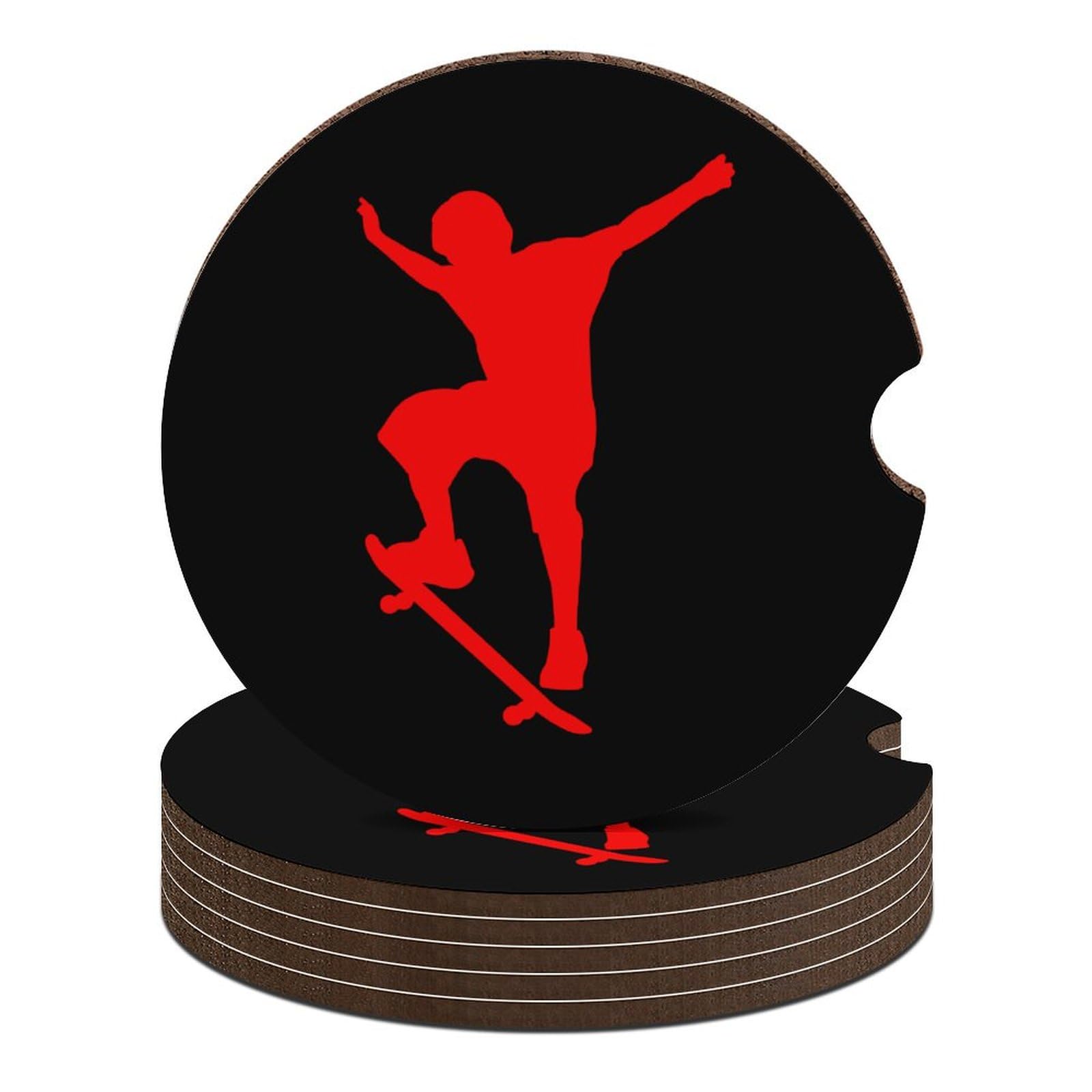Non-Slip Waterproof Car Cup Holder Coasters - 6PCS Wooden Skateboard Design for SUVs, Trucks & Sedans | Perfect for Road Trips, Commuting & Protecting Vehicle Interior | Ideal Gift for Men & Teens | Great for Daily Driving, Coffee & Beverage Protection | Use in Cars, Office Desks & Home Decor | Perfect for Travel, Work & Home Use