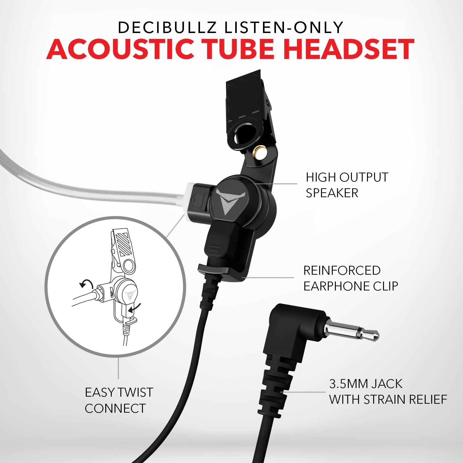 Decibullz Custom Molded Security Radio Headset - Thermo-Fit Earpiece Set for Clear Acoustic Tube Radios | Noise Isolation & Comfort | Perfect for Surveillance, Security Guards & Law Enforcement Professionals