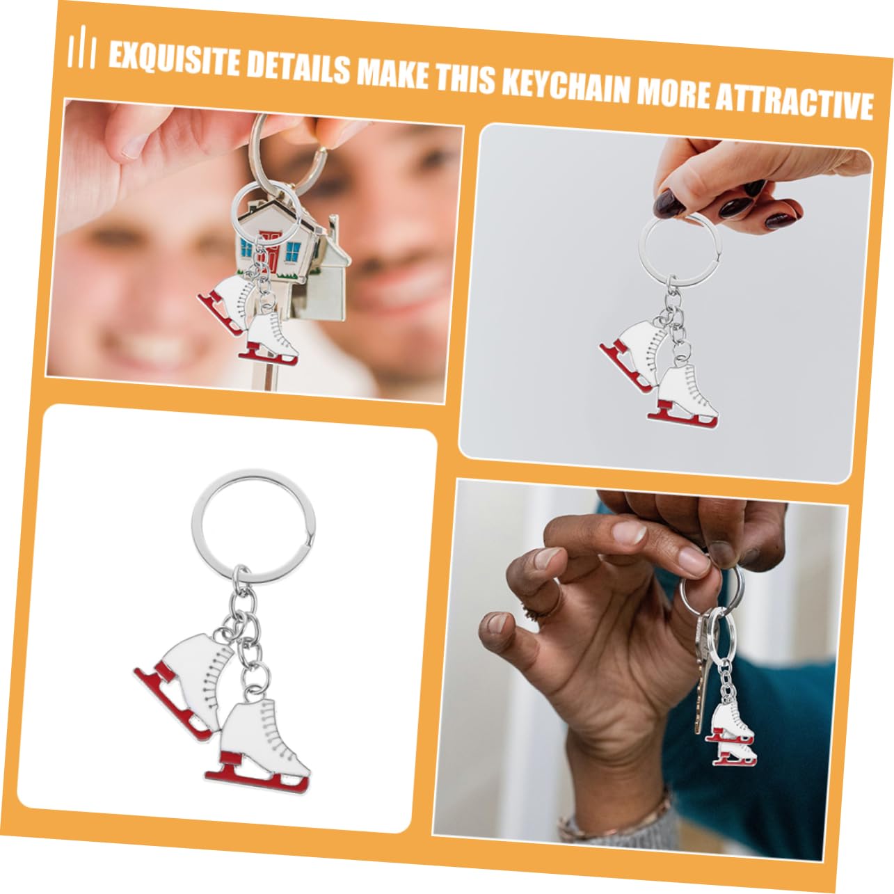 MILISTEN 3-Piece Skate Keychain Set - Mini Ice Skate Keychains, Novelty Metal Key Holders with Boot Keychain - Perfect for Skaters, Winter Sports Enthusiasts & Gift Giving