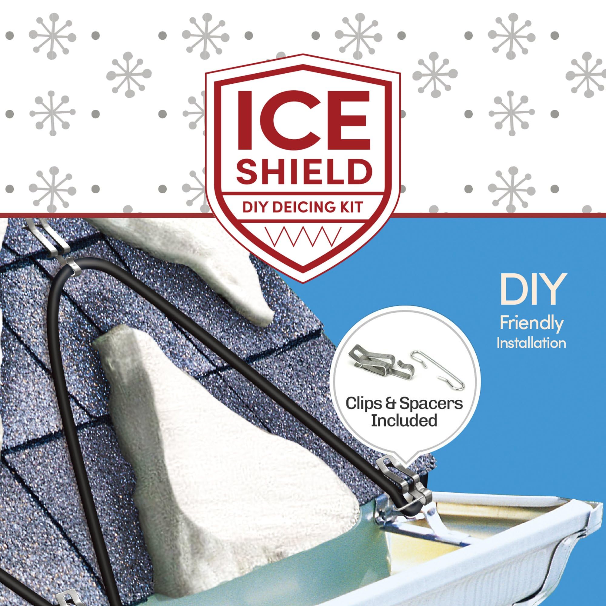 WarmlyYours 120 ft Roof Snow Melting Heat Cable - 5 Watts/ft Heated Tape for Roof & Gutters - Ice Dam Prevention System with Clips & Spacers (Ice Shield) - Protect Your Home from Winter Damage
