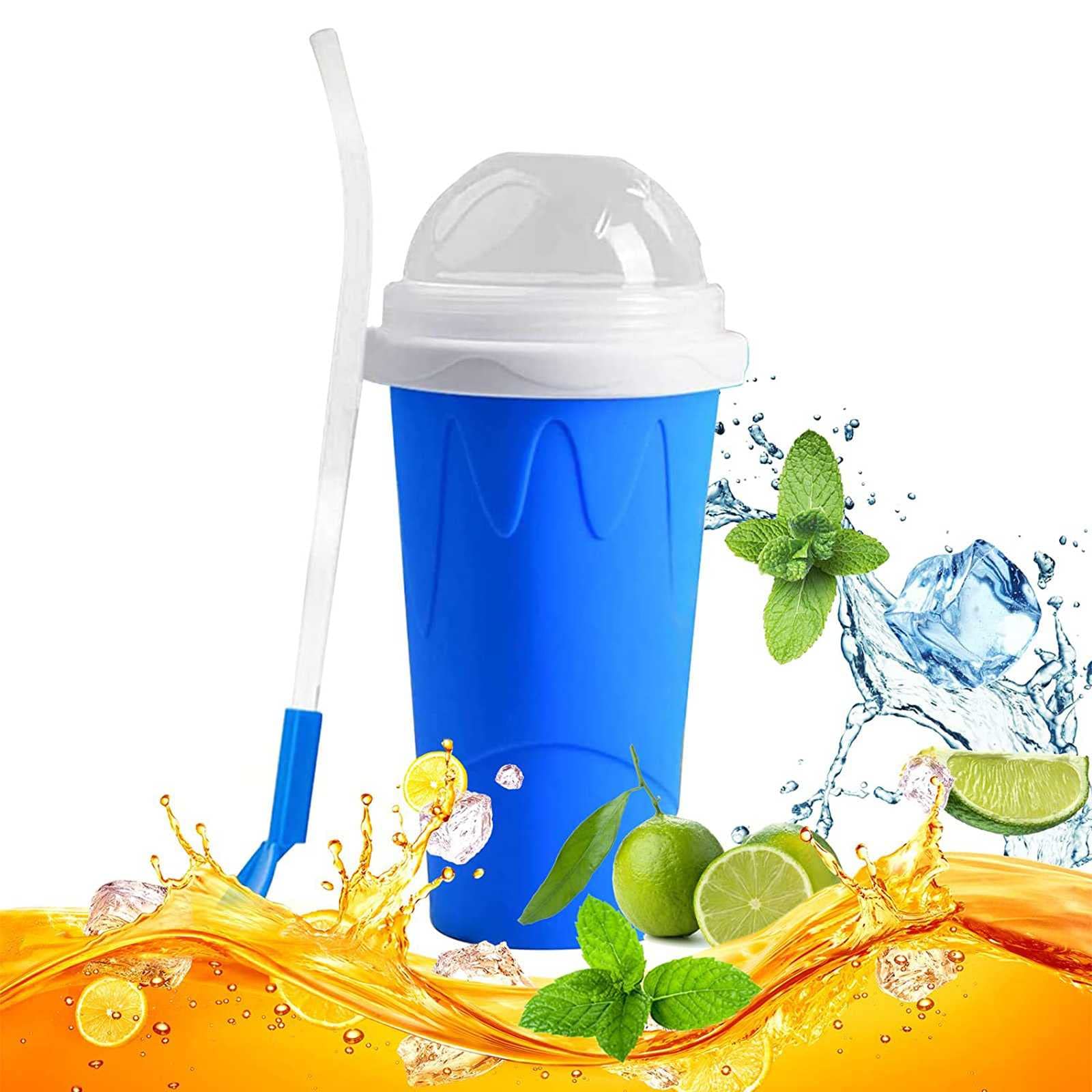 DIY Slushy Maker Cup - Double Layer Silica Gel Cup for Smoothies, Frozen Drinks & Magic Squeeze Icy Treats | Portable Cooling Cup for Summer, Parties & Outdoor Activities (Blue)
