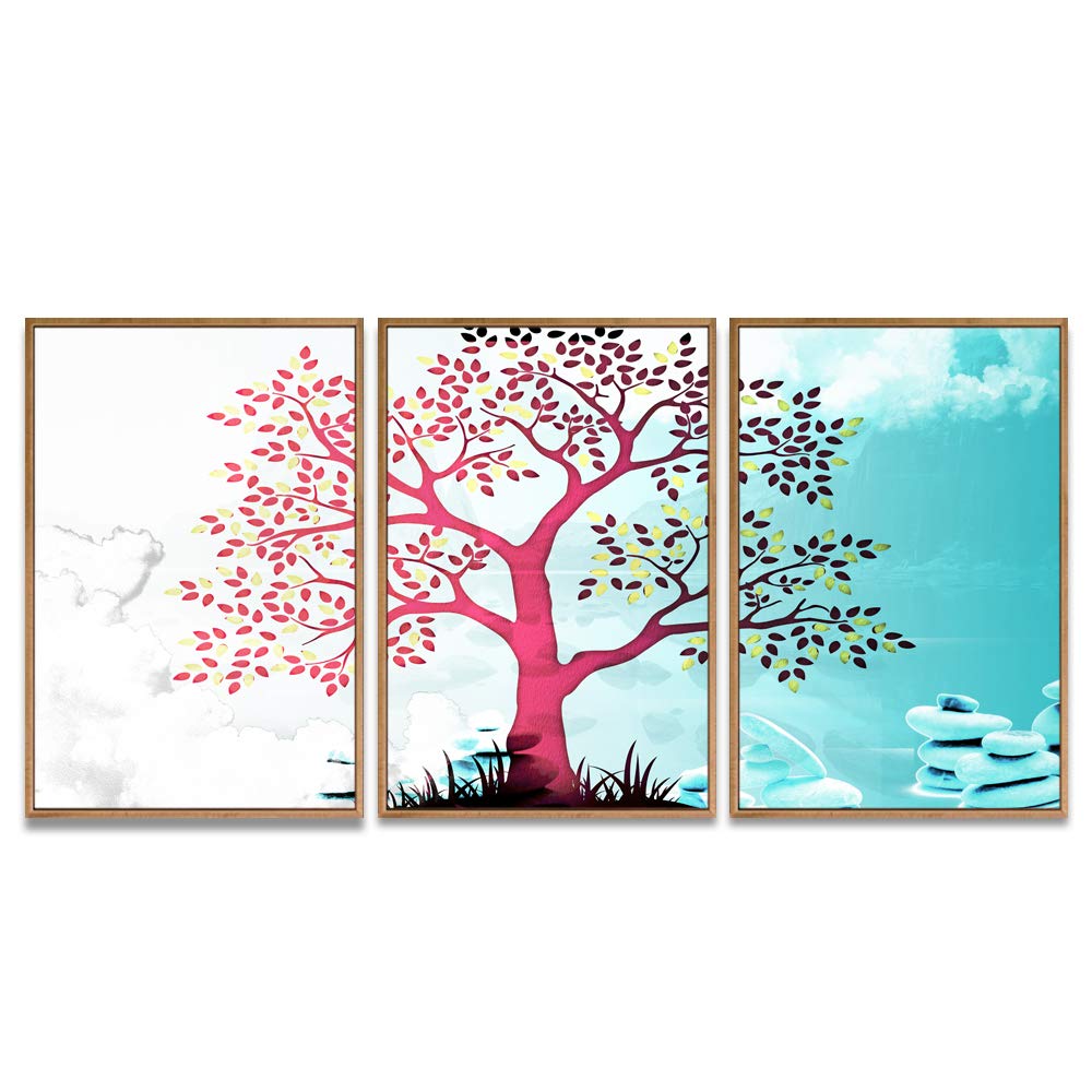 Wall26 3-Panel Abstract Tree Canvas Wall Art Set - 16x24 Inch Framed Modern Prints for Living Room & Bedroom Decor - Ready to Hang Home Decoration Perfect for Housewarming Gifts & Interior Design