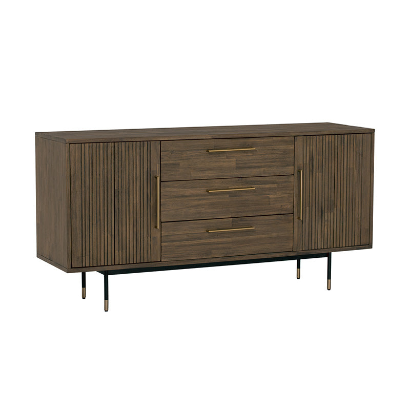 HAMILTON Solid Acacia Wood Sideboard Buffet - 63 Inch Toffee Color Storage Cabinet for Dining Room, Living Room & Entryway