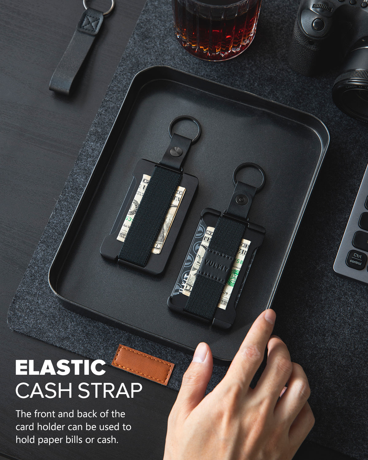 Ultra Slim VCL200 RFID Blocking Card Holder with Elastic Cash Strap - Perfect for Minimalist Wallet, Travel & Everyday Use