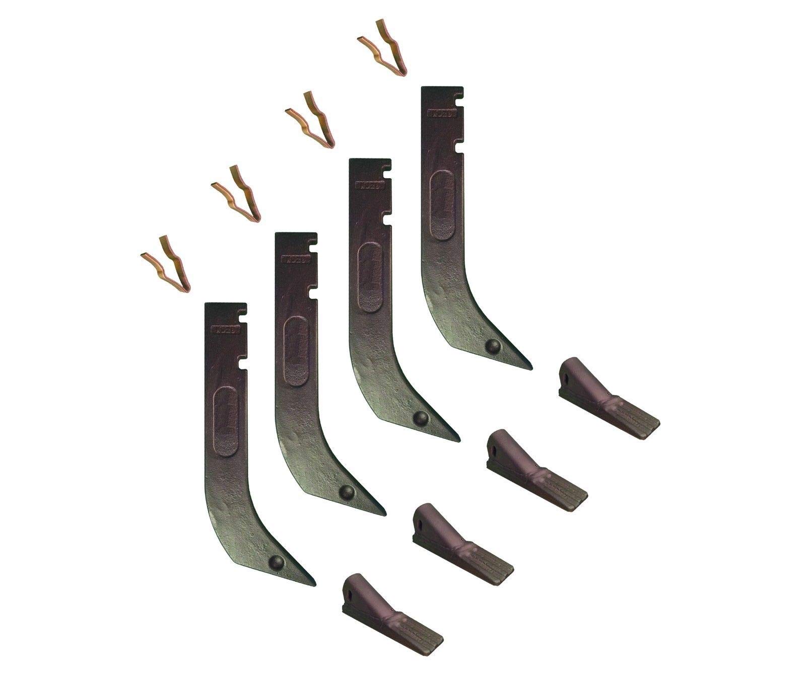 4-Piece Gannon Scraper Box Shanks with Scarifier Teeth & Clips - Compatible with H920, 8075, K1306 Models - Heavy-Duty Landscaping & Soil Preparation Tool for Tractors