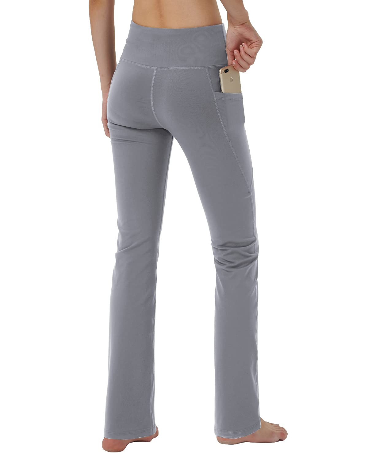 Women's Bootcut Yoga Pants with Hidden Pockets - High Waisted Tummy Control Workout Leggings for Running, Gym & Lounge Wear