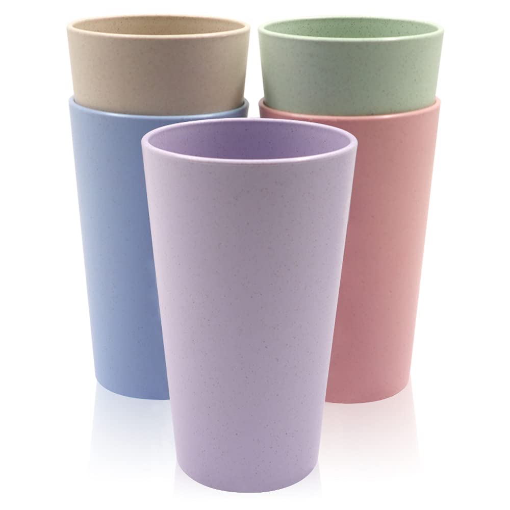 Eco-Friendly 20OZ Wheat Straw Cup - Unbreakable Reusable Drinking Cup for Coffee, Tea, Juice & Water | Stackable Travel Mug, Dishwasher Safe | Perfect for Office, Camping, Gym & Outdoor Activities (5 Colors)