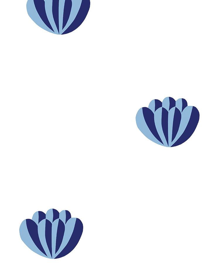 Clare V. 'Lotus' Blue Wallpaper - Premium Peel & Stick Wallpaper for Bedroom, Living Room & Nursery Decor