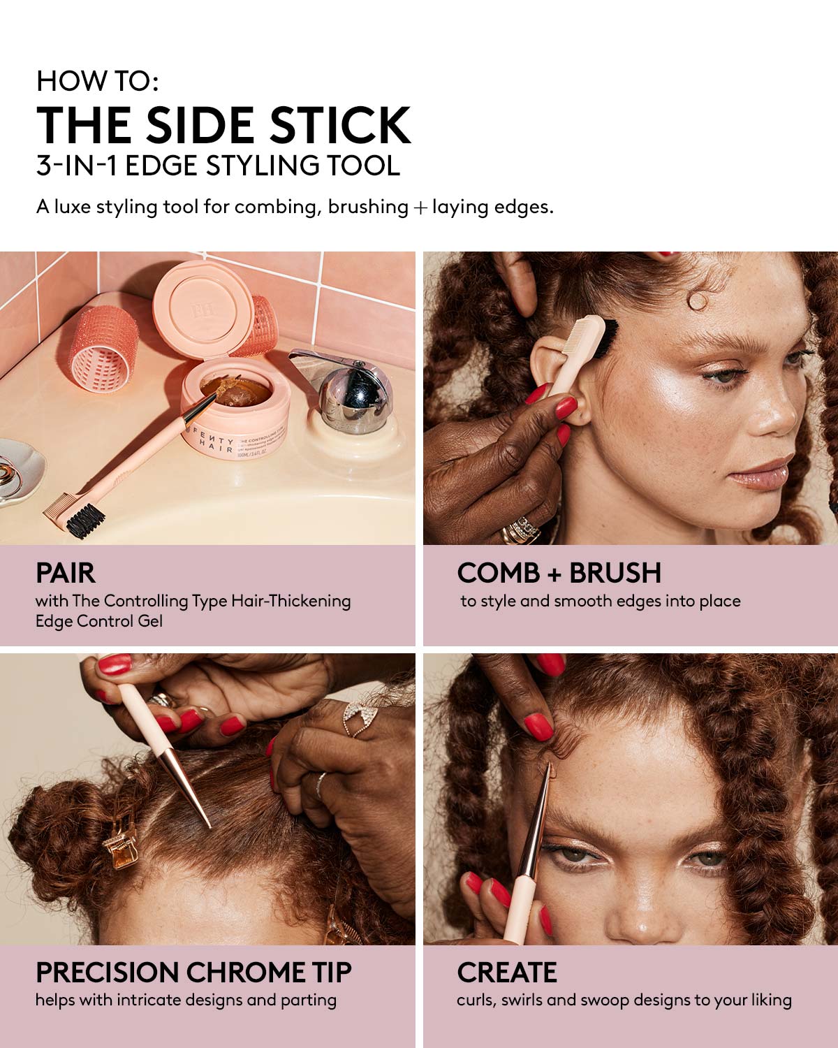 3-in-1 Edge Styling Tool for Hair - Professional Side Stick for Fades, Line Ups & Beard Trimming - Perfect for Barbers & Home Grooming