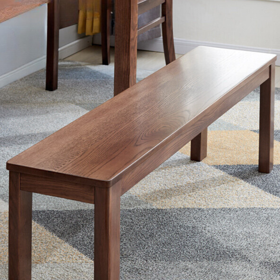 Solid Oak & Black Walnut Nordic Style Long Bench - Rustic Wooden Entryway, Dining Room, or Bedroom Seating Furniture for Home Decor