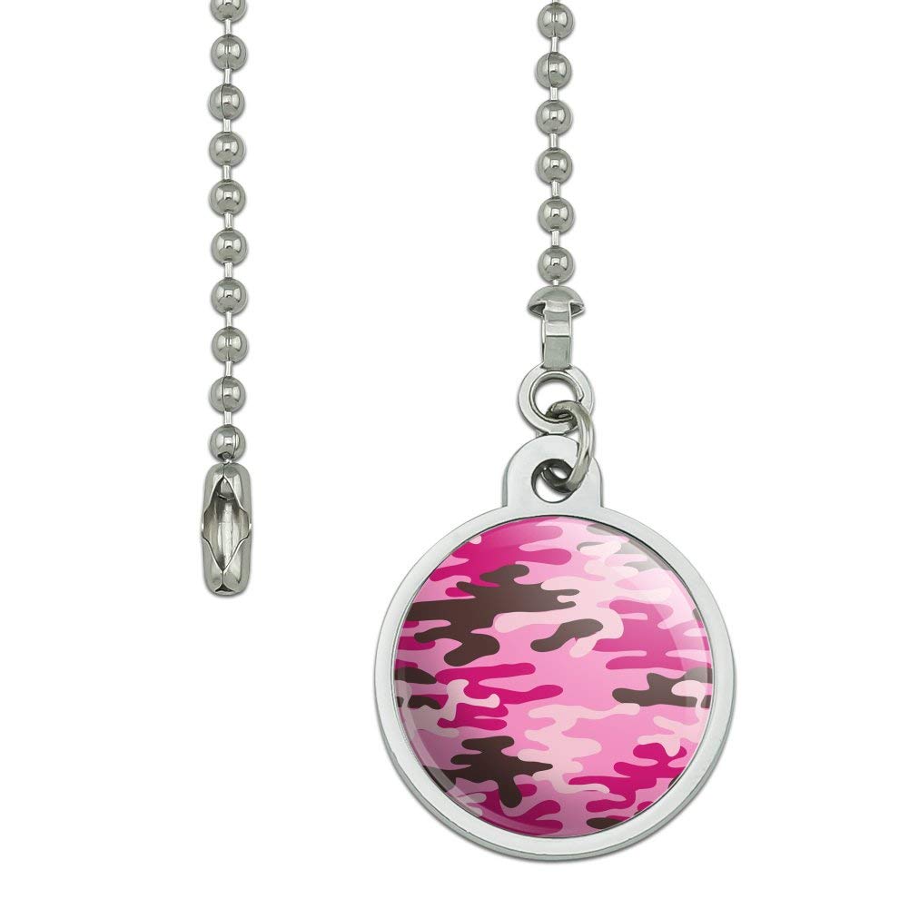 Pink Camouflage Ceiling Fan Pull Chain with Light - Decorative Ceiling Fan Accessory for Bedroom, Nursery, Kids Room & Home Decor