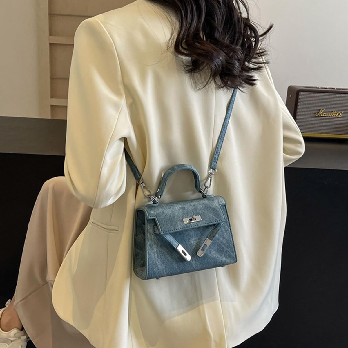 Stylish Women's Designer Small Leather Top Handle Satchel with Detachable Shoulder Strap - Crossbody Bag for Work, Travel & Everyday Use
