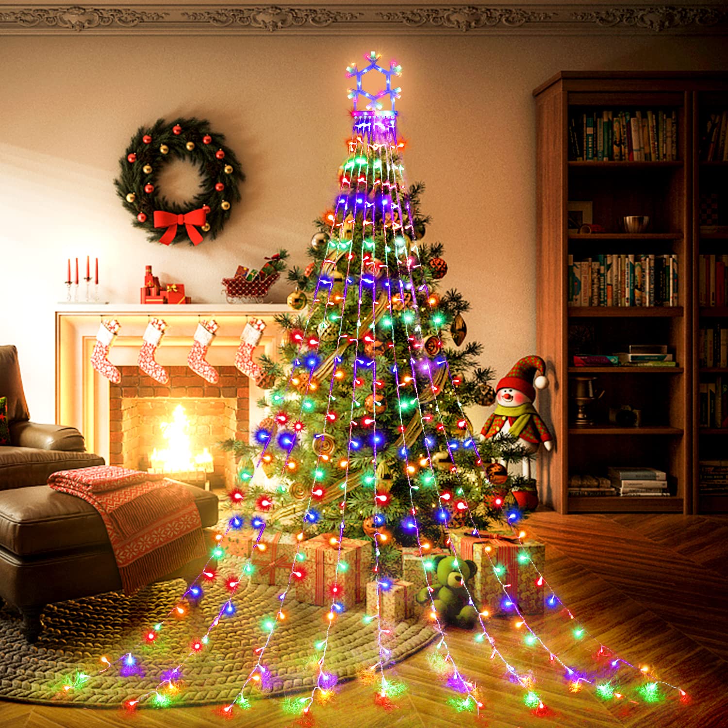 FUNIAO 320 LED Christmas String Lights - Snowflake Decor for Holiday, Wedding, Party