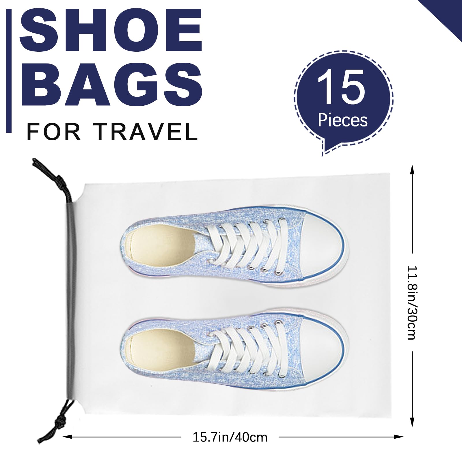15 Clear Shoe Bags for Travel - Large Storage Pouch with Rope for Men & Women - Perfect for Gym & Suitcase