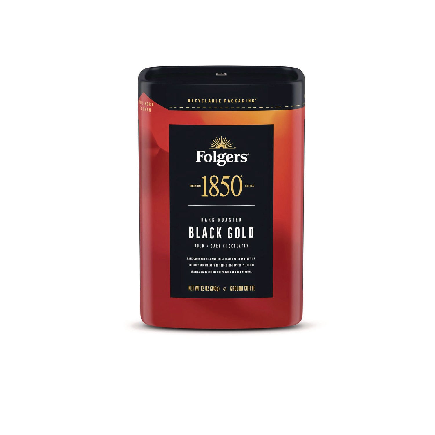 Premium 1850 Black Gold Coffee - 12 oz Bag of Rich, Bold Roast - Perfect for Morning Brews & Office Use