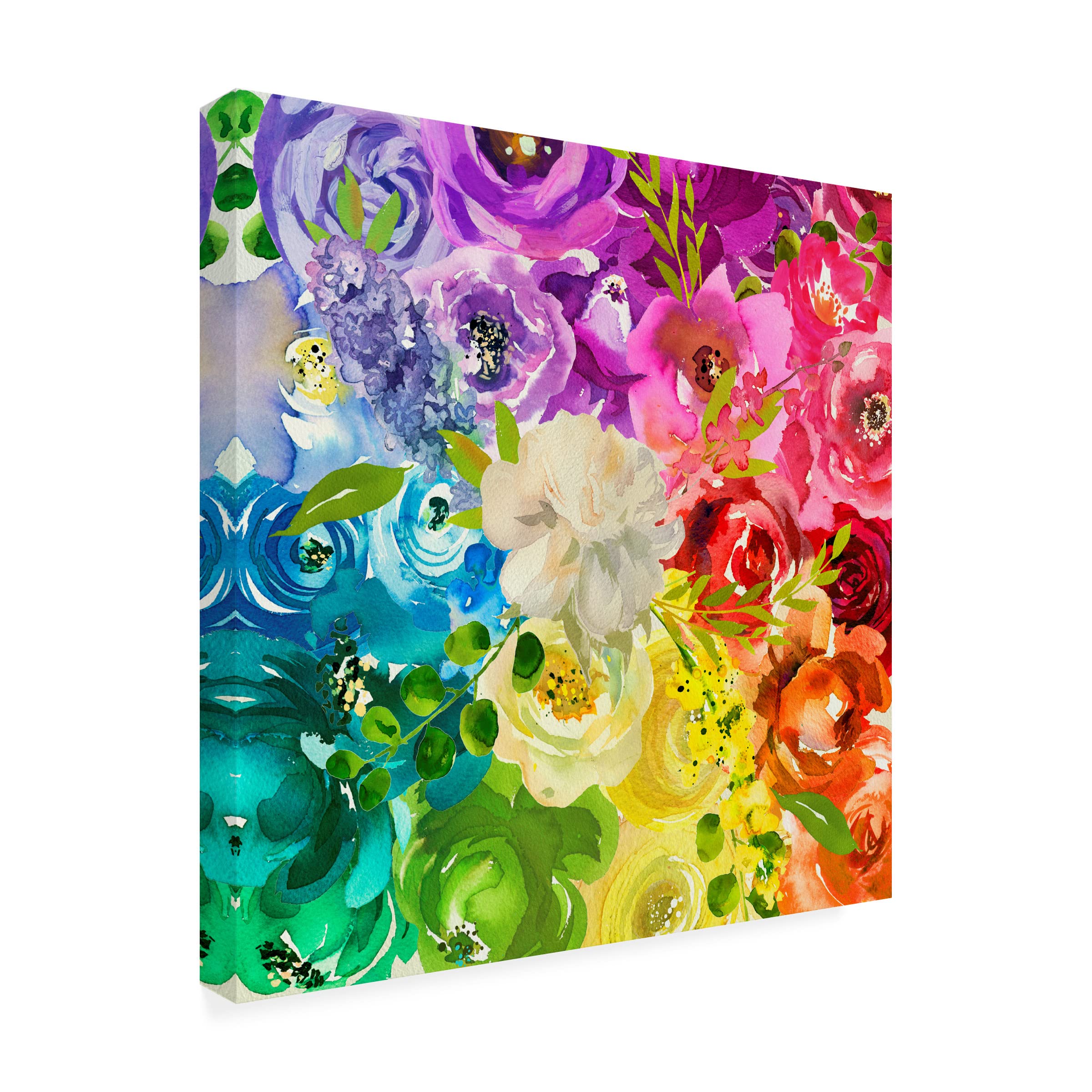 Trademark Fine Art 'Flower Rainbow' Canvas Wall Art by Cora Niele - Vibrant Floral Painting for Living Room, Bedroom & Office Decor