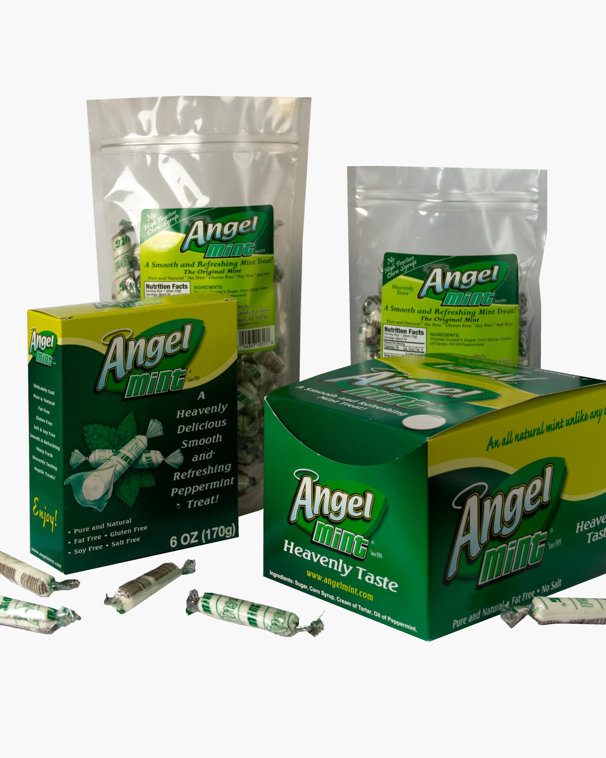 Original Angel Mint 40 oz Box - Individually Wrapped Pure & Natural Old Fashioned Candy | Fat Free, Gluten Free, Soy Free, Salt Free, Vegan Friendly Mints | Perfect for Parties, Gifts & Home Treats