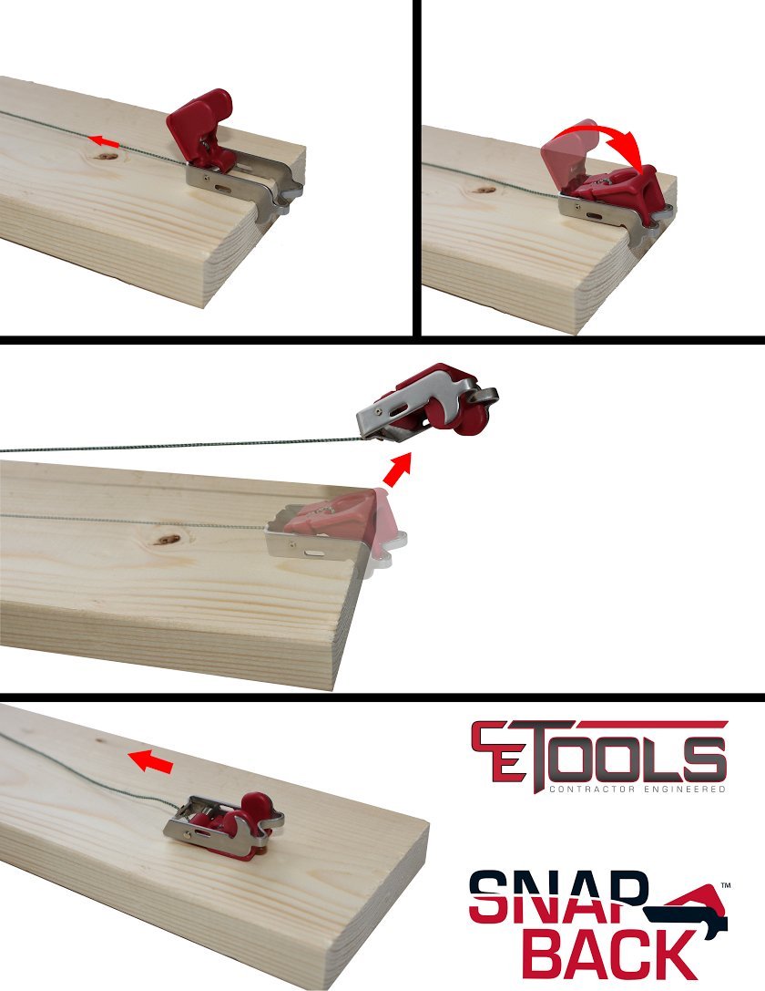 CE TOOLS SnapBack Releasable Chalk Line Tip - Durable Construction Chalk Line Marker for Carpentry, Masonry & DIY Projects - Perfect for Straight Lines on Wood, Concrete & Drywall