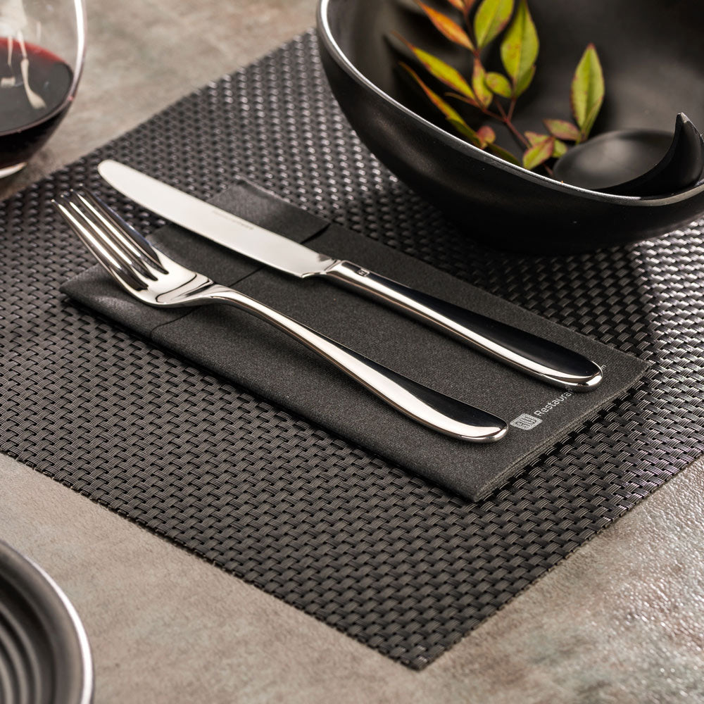 Amalfi Basketweave Black Vinyl Woven Placemats - Set of 6 (16