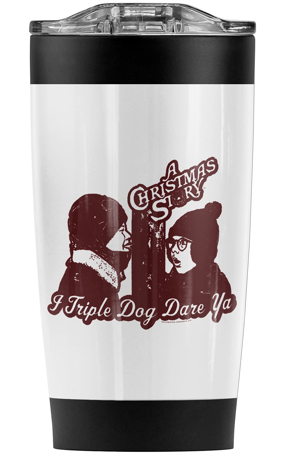 A Christmas Story Triple Dog Dare Ya 20 oz Stainless Steel Tumbler - Vacuum Insulated Coffee Travel Mug with Leakproof Sliding Lid | Keeps Hot & Cold Beverages for Hours | Perfect for Holiday Gifts, Office Use & Outdoor Adventures