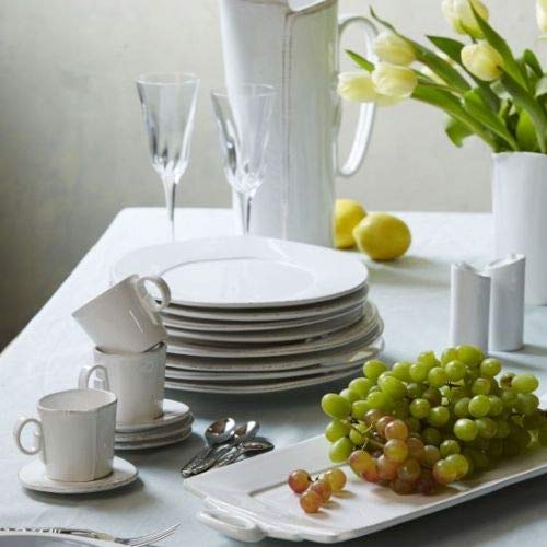 Vietri Lastra White Espresso Cup & Saucer Set - 4 oz Ceramic Coffee Cups - Dishwasher Safe Italian Coffee Dishes - Perfect for Home, Cafe & Restaurant Use