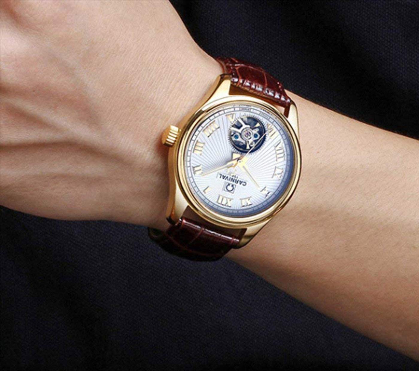 Gosasa Men's Automatic Skeleton Tourbillon Watch - Stainless Steel Waterproof Wristwatch for Business, Casual & Formal Occasions