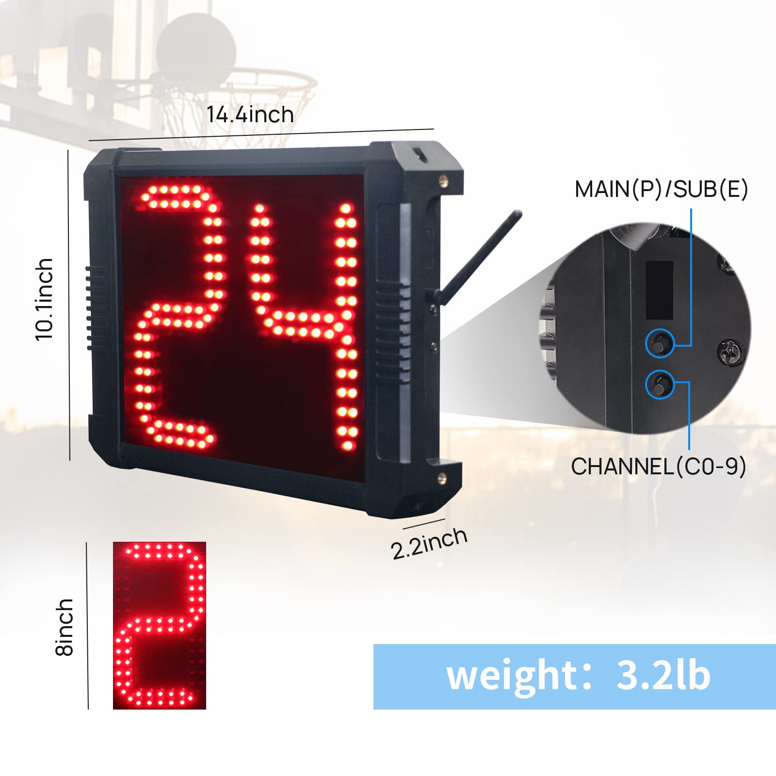 Basketball Shot Clock Timer - 12/24/25/30/35/40/60 Seconds Digital Countdown Timer with Loud Buzzer - Portable Sports Timer for Basketball, Volleyball, Soccer & Training Drills - Perfect for Coaches, Gyms & School Sports