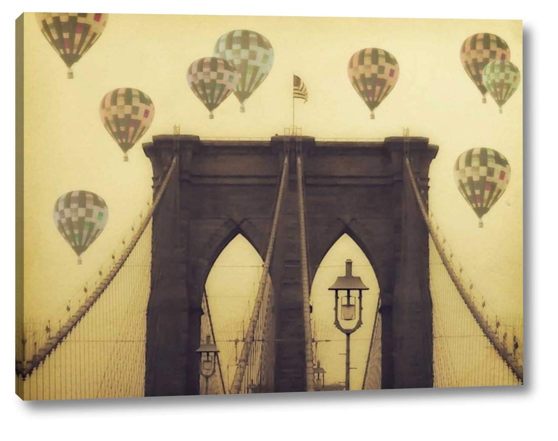 Davis Ashley Bridge Balloons 12x16 Inch Canvas Art Print - Gallery Wrapped Wall Decor - Ready to Hang for Living Room, Bedroom & Office