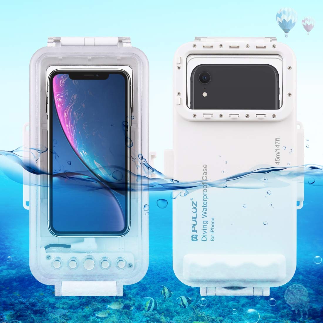 PULUZ 45m/147ft Waterproof iPhone Diving Case - IP68 Underwater Housing for iPhone 11, iPhone X & iOS 13+ (Perfect for Scuba Diving, Snorkeling & Water Sports Photography)