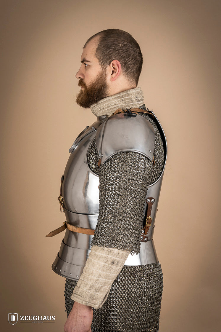 15th Century Medieval Pauldrons - 2.5mm Polished Steel Shoulder Armor for Renaissance Fairs, LARP & Historical Reenactment